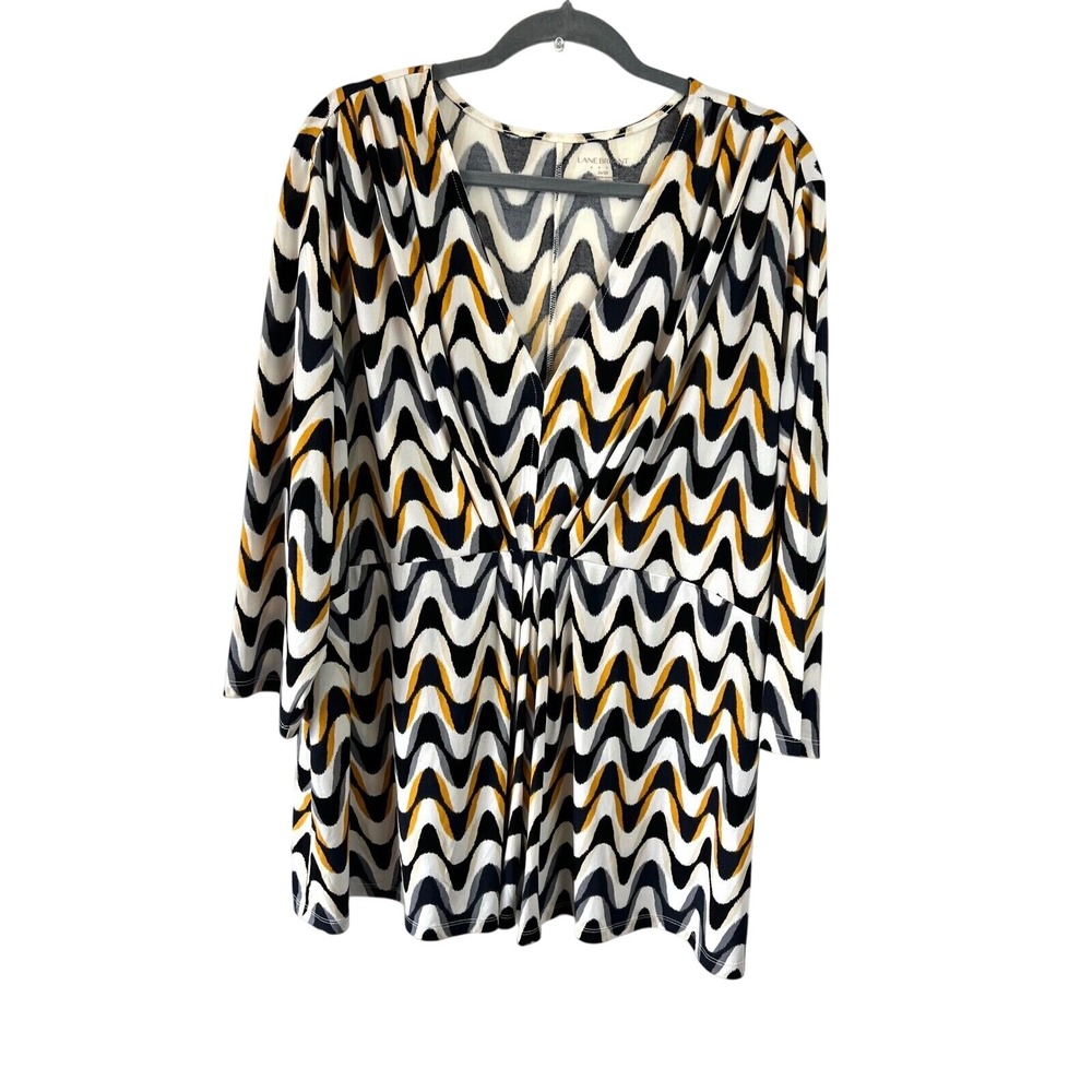 Lane‎ Bryant V Neck Empire Waist Tunic Top Size 26/28 Plus Geometric
